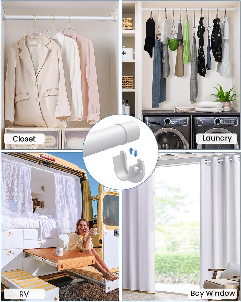 Supforce Closet Rods for Hanging Clothes, 17 to 69 Inches Stepless Adjustable Metal Closet Rod, 1.3 Inches Heavy Duty Clothes Hanging Rod for Closet Wardrobes Laundry RV, White - Image 5